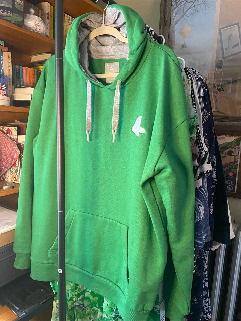 Antigua Men’s Green Hooded Sweatshirt with Red Sox Embroidered Logo
